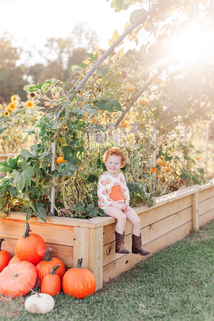 Fall family portrait at Old Baker Farm pumpkin patch near Birmingham, Alabama