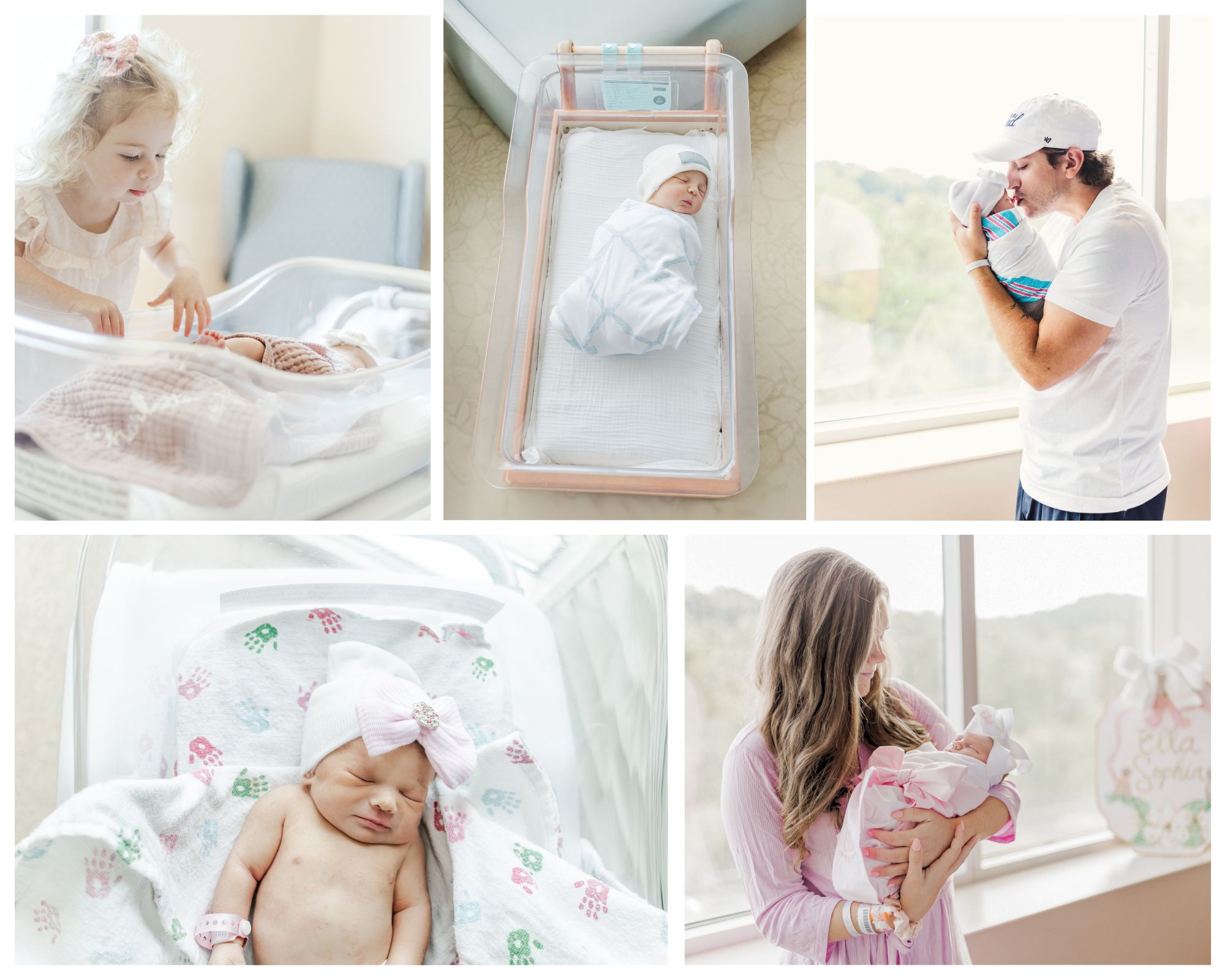 collage of images from fresh-48 sessions at all birmingham area hospitals done by 5U Photography