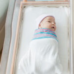 newborn baby boy swaddled in hospital swaddle at Grandview Medical center in Birmingham, AL 