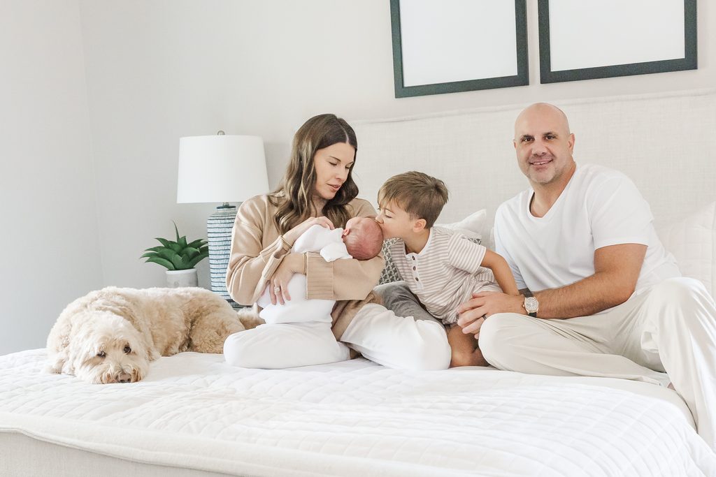 Relaxed family moment during the Lavender family's in-home newborn session in Birmingham, Alabama