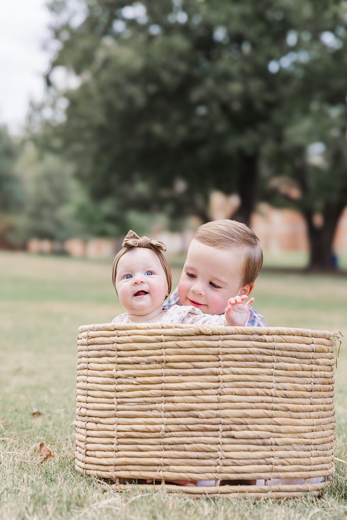 Liam during his sister Harper's six-month milestone session.