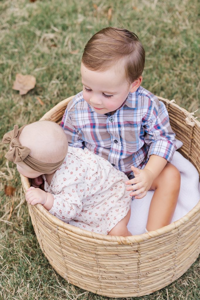 Harper and Liam photographed during the milestone session.