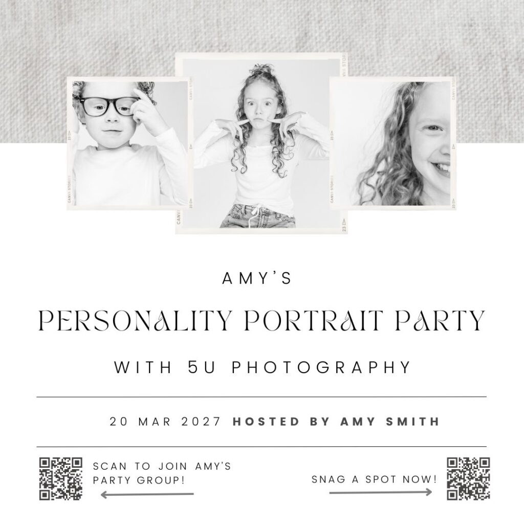 sample party invitation for personality portrait party in birmingham alabama with 5U Photography 