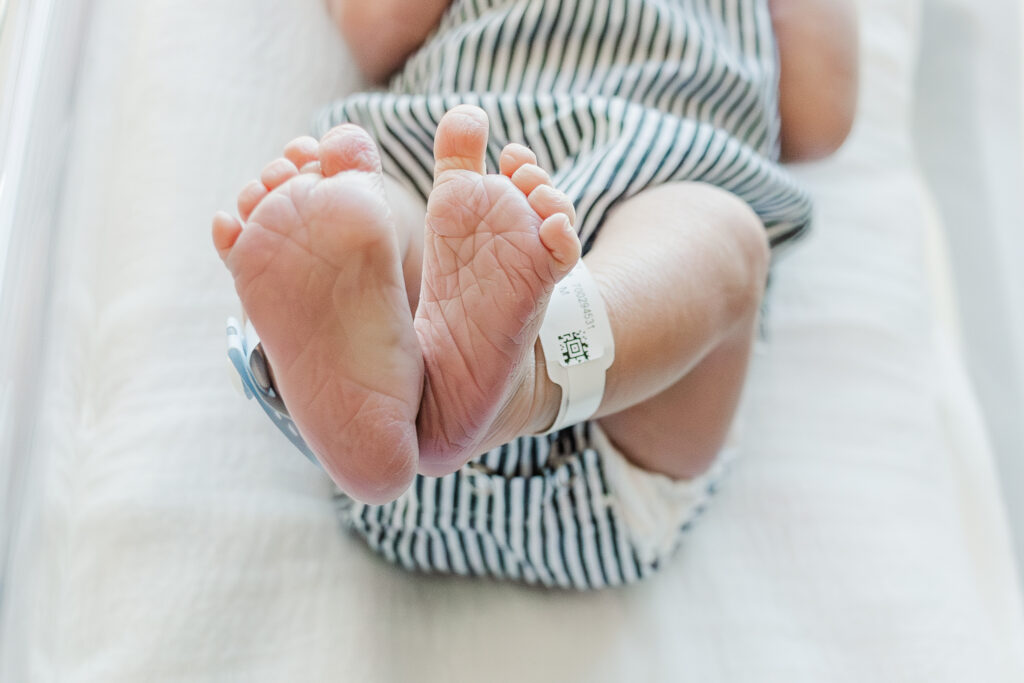 Close-up of baby Ezra’s sweet feet during his Fresh 48 photoshoot