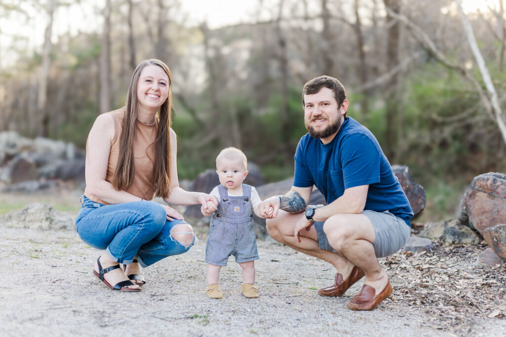 Long family 6-month milestone session at Black Creek Dog Park in Fultondale, Alabama.