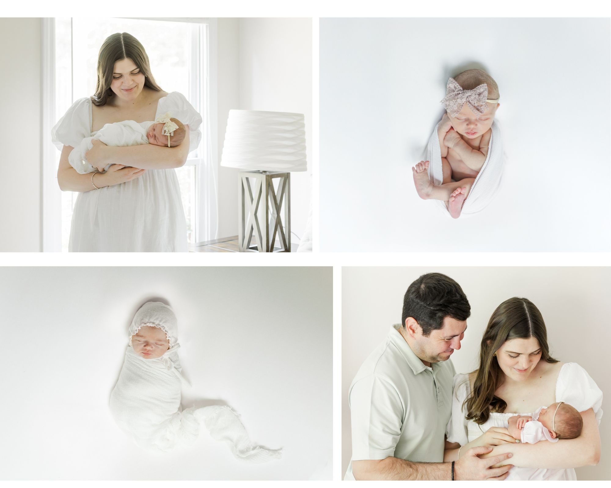 collage of pictures from sparks family's in home newborn session at their home in highland lakes located in Birmingham alabama with 5U Photography